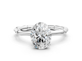 White gold Oval Solitaire Diamond Ring with Bamboo Band and Four-Prong Setting_57