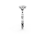 White gold Oval Solitaire Diamond Ring with Bamboo Band and Four-Prong Setting_59