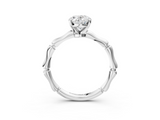 White gold Oval Solitaire Diamond Ring with Bamboo Band and Four-Prong Setting_60