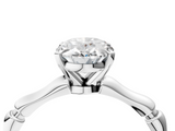 White gold Oval Solitaire Diamond Ring with Bamboo Band and Four-Prong Setting_61