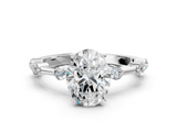 White gold Oval Solitaire Diamond Ring with Bezel Set Side Stones and Prong Setting_24
