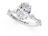 White gold Oval Solitaire Diamond Ring with Bezel Set Side Stones and Prong Setting_25
