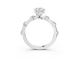 White gold Oval Solitaire Diamond Ring with Bezel Set Side Stones and Prong Setting_27