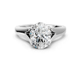 White gold Oval Solitaire Diamond Ring with Cathedral Band and Four-Prong Setting_64
