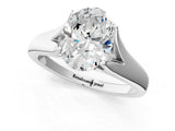 White gold Oval Solitaire Diamond Ring with Cathedral Band and Four-Prong Setting_67