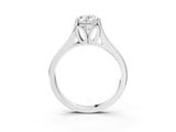 White gold Oval Solitaire Diamond Ring with Cathedral Band and Four-Prong Setting_69