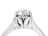 White gold Oval Solitaire Diamond Ring with Cathedral Band and Four-Prong Setting_70