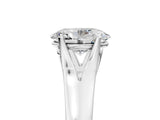 White gold Oval Solitaire Diamond Ring with Cathedral Band and Four-Prong Setting_71