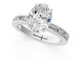White gold Oval Solitaire Diamond Ring with Channel-Set Baguette Band and Four-Prong Setting_115