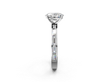 White gold Oval Solitaire Diamond Ring with Channel-Set Baguette Band and Four-Prong Setting_116