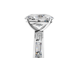 White gold Oval Solitaire Diamond Ring with Channel-Set Baguette Band and Four-Prong Setting_119