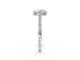 White gold Oval Solitaire Diamond Ring with Channel Set Band and Bezel Prong Setting_58