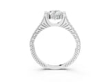 White gold Oval Solitaire Diamond Ring with Channel Set Band and Bezel Prong Setting_59