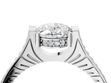 White gold Oval Solitaire Diamond Ring with Channel Set Band and Bezel Prong Setting_60