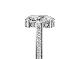 White gold Oval Solitaire Diamond Ring with Channel Set Band and Bezel Prong Setting_61