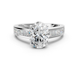 White gold Oval Solitaire Diamond Ring with Channel-Set Band and Four-Prong Setting_23