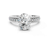 White gold Oval Solitaire Diamond Ring with Channel Set Band and Six-Prong Setting_52