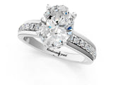 White gold Oval Solitaire Diamond Ring with Channel Set Band and Six-Prong Setting_53