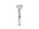 White gold Oval Solitaire Diamond Ring with Channel Set Band and Six-Prong Setting_54