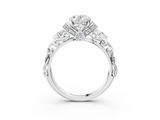 White gold Oval Solitaire Diamond Ring with Filigree Band and Four-Prong Setting_107