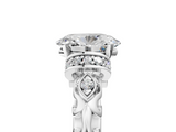 White gold Oval Solitaire Diamond Ring with Filigree Band and Four-Prong Setting_108