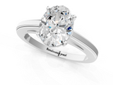 White gold Oval Solitaire Diamond Ring with Four-Prong Setting and Classic Band_5