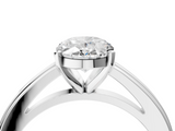 White gold Oval Solitaire Diamond Ring with Four-Prong Setting and Classic Band_8