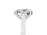 White gold Oval Solitaire Diamond Ring with Four-Prong Setting and Tapered Band