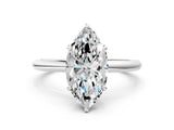White gold Oval Solitaire Diamond Ring with Four-Prong Setting on a Plain Band_20