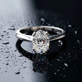 White gold Oval Solitaire Diamond Ring with Four-Prong Setting on a Tapered Band_9