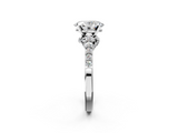 White gold Oval Solitaire Diamond Ring with Pavé Band and Four-Prong Setting_103