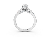 White gold Oval Solitaire Diamond Ring with Pavé Band and Four-Prong Setting_104