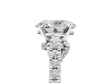 White gold Oval Solitaire Diamond Ring with Pavé Band and Four-Prong Setting_106