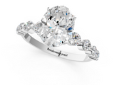 White gold Oval Solitaire Diamond Ring with Pave Band and Four-Prong Setting_283