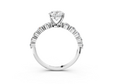 White gold Oval Solitaire Diamond Ring with Pave Band and Four-Prong Setting_285