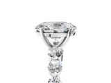 White gold Oval Solitaire Diamond Ring with Pave Band and Four-Prong Setting_288