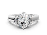 White gold Oval Solitaire Diamond Ring with Pave Band and Six-Prong Setting_51