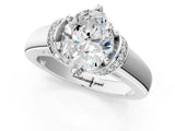 White gold Oval Solitaire Diamond Ring with Pave Band and Six-Prong Setting_52