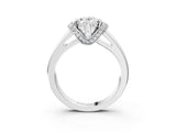 White gold Oval Solitaire Diamond Ring with Pave Band and Six-Prong Setting_54