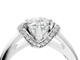 White gold Oval Solitaire Diamond Ring with Pave Band and Six-Prong Setting_55