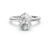 White gold Oval Solitaire Diamond Ring with Six-Prong Setting on a Classic Band_3
