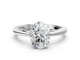 White gold Oval Solitaire Diamond Ring with Split Shank and Four-Prong Setting_19