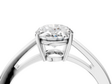White gold Oval Solitaire Diamond Ring with Split Shank and Four-Prong Setting_24
