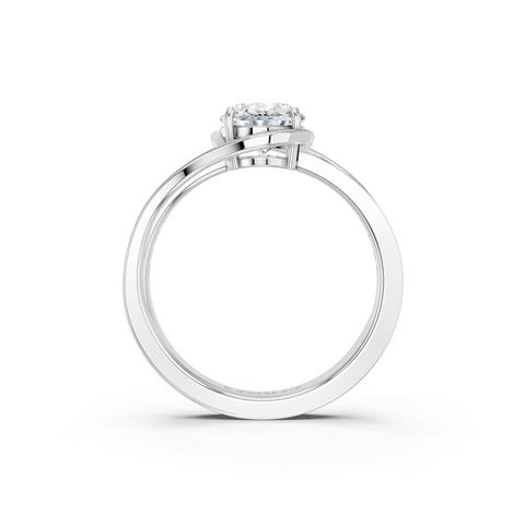 White gold Oval Solitaire Diamond Ring with Split Shank and Prong Setting_107