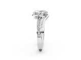 White gold Oval Solitaire Diamond Ring with Split Shank and Prong Setting_145