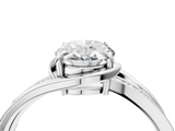 White gold Oval Solitaire Diamond Ring with Split Shank and Prong Setting_164