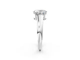 White gold Oval Solitaire Diamond Ring with Tapered Band and Four-Prong Setting_46