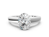 White gold Oval Solitaire Diamond Ring with Tapered Band and Four-Prong Setting_49