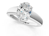 White gold Oval Solitaire Diamond Ring with Tapered Band and Four-Prong Setting_50