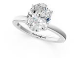 White gold Oval Solitaire Diamond Ring with Thin Band and Four-Prong Setting_4